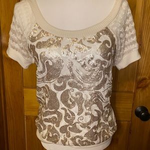 Cream Sequin Top